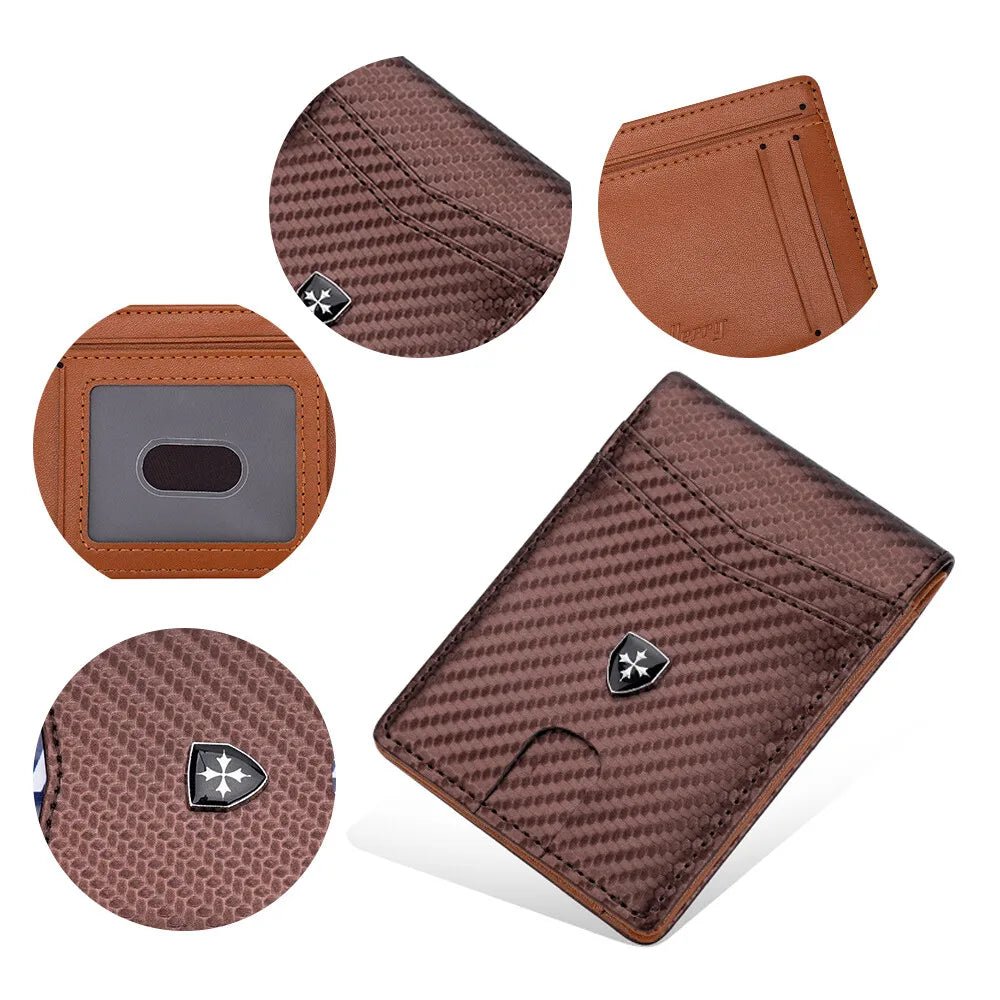 Slim Wallet for Men Leather Money Clip Men's Wallets RFID Blocking Front Pocket Bifold - silverfoxgoods